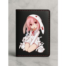 Nurdic Ruhsat Koruyucu Baskılı Kart Bölmeli Siyah Vinlex Deri Ruhsat Kabı Kılıfı Kawaii