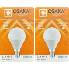 Avarson (2 adet) Osaka 7W (50W) Beyaz IŞIK E14 DUYLU (Ince Duy) LED Mini Ampul