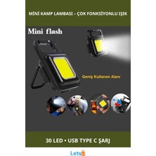Letsii 30 LED Mıknatıslı Şarjlı Mini Anahtarlık Flash Kamp Lambası