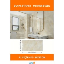 Letsii Sarı Mermer Desenli Kendinden Yapışkanlı Alüminyum Plastik Duvar Stickerı 60CM x 30CM