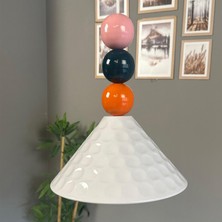 Bamyum Rumy Beyaz Renkli Boncuk Tekli Avize Sarkıt Ofis Showroom Salon Mutfak Avizeleri