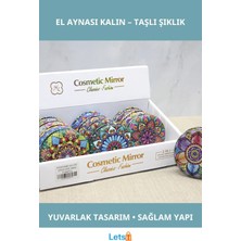 Letsii Taşlı Yuvarlak Kalın El Aynası Şık ve Dayanıklı