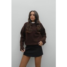 Havoş Kahverengi Yün Karışımlı Kazak