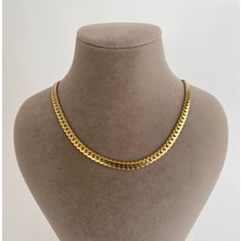 Hg.Aksesuar Unisex Ezme Yassı Yılan Model Çelik Kolye