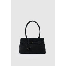 Oggo Suvea Siyah Süet Hakiki Deri Omuz Çantası