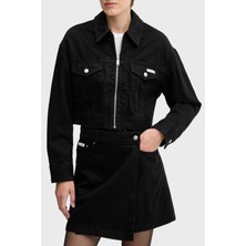 Calvin Klein Pamuklu Fitted Fit Fermuarlı Kısa Kot Ceket LV047D779GTWM Bayan Kot Ceket LV047D779G Twm