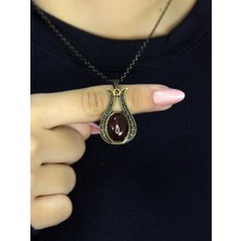 Esha Store Doğal Taş Akik Doğal Taşlı Lale Modelli Antik Kadın Kolye EUK44A