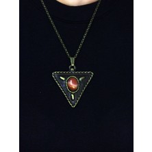 Esha Store Doğal Taş Yemen Akik Doğal Taşlı Üçgen Model Antik Kadın Kolye EUK41YMA