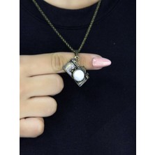 Esha Store Doğal Taş Aytaşı Doğal Taşlı Fotograf Makinesi Modelli Antik Kadın Kolye EUK42AY