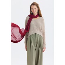 Clandestino Ince Dökümlü Bambu Şal Mavi Bordo