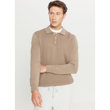 Altınyıldız Classics Polo Yaka Standart Vizon Erkek Kazak ACE049261279_VIZ