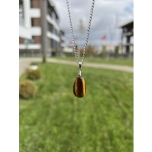 Taşmeran Kaplangözü Faset Kesim Damla Doğal Taş Kolye TKY0376