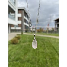 Taşmeran Pembe Kuvars Faset Kesim Damla Doğal Taş Kolye TKY0375