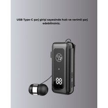 İlanib Ticaret Bluetooth 5.2 Kablolu Makaralı Kulaklık | Dijital Ekran ve Titreşimli Bildirim