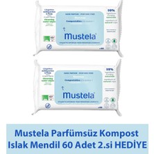 Asfstore Mustela Parfümsüz Kompost Islak Mendil 60 Adet 2'li Paket