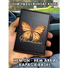 Nurdic Butterfly Ön Arka Baskılı Oto Araç Ruhsat Kabı Kartlık Deri Isim Yazılı Kişiye Özel Cüzdan