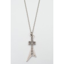 IDR Marilyn Manson Elektro Gitar Gümüş Kaplama Düz Zincir Kolye