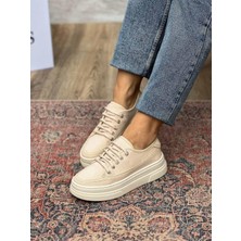 Siba Shoes Nava Kalın Taban Bej Kadın Spor Ayakkabı