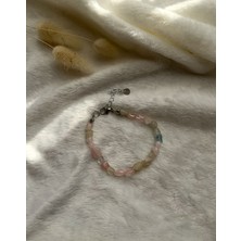 Pel Design Amorf Morganit Taşı Çelik Aparatlı Bileklik