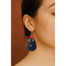 Nurdic Kadın- Küpe Desenli Stilist Kancalı Baskılı Küpe Damla Şeffaf Cat Scream