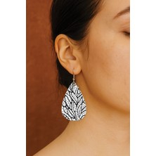 Nurdic Kadın- Küpe Desenli Stilist Kancalı Baskılı Küpe Damla Şeffaf Lenora