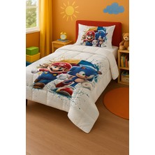 Viadela Mario Sonic Tek Kişilik Yorgan ve Yastık Kılıfı