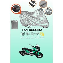 Dokaca Gri Arka Çanta Uyumlu Peugeot XP400 Gt Uyumlu Motor Brandası, Koruyucu Örtü