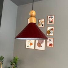 Bamyum Rumy Vişne Çürüğü Tekli Avize Boncuk Kalın Ahşap Başlık Sarkıt Ofis Showroom Salon Mutfak Avizeleri