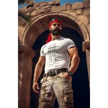 Rawea Fashion Unisex Bisiklet Yaka Baskılı Oversize T-Shirt - Beyaz