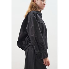 Manuka Dikiş Detaylı Bomber Gömlek Siyah