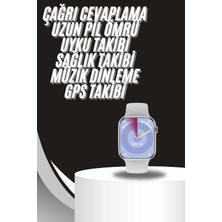 İlanib Ticaret Akıllı Saat Gümüş Kasa Bluetooth Kulaklık Hediyeli Çok Fonksiyonlu Ikili Set