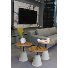 Decoramis Torino Zigon Sehpa Ceviz Mdf - Zigon Sehpa 3'lü