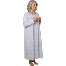 Ottoland Kadın Boydan Anne Gecelik Elbise %100 Pamuk Çiçekli Desenli Rahat ve Tam Kalıp