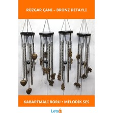 Letsii Bronza Detaylı Metal Rüzgar Çanı 4 Figürlü Bahçe Dekorasyonu