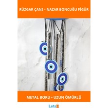 Letsii Nazar Boncuğu Figürlü Metal Rüzgar Çanı Estetik Bahçe Dekoru