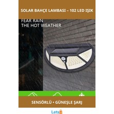 Letsii Fonksiyonel Sensörlü 102 Ledli Güneş Enerjili Bahçe Lambası