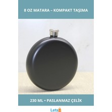 Letsii Siyah Paslanmaz Çelik Yuvarlak Matara 8 Oz Seyahat Için