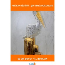 Letsii El Boyaması Ahşap Pelikan 60 cm Dekoratif Figür
