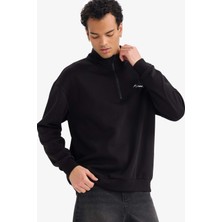 DeFacto Boxy Fit Dik Yaka Atatürk Baskılı Yarım Fermuarlı Sweatshirt G6506AX25WN