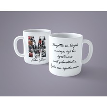 Öğretmenler Gününe Özel Atatürk Resimli M Baş Harfli Isimli Baskılı Kupa Bardak