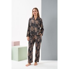 Relax Mode Kadın Siyah/leopar Pijama Takım - 28039R