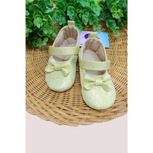 Dinamik çocuk Kız Bebek Ayakkabısı Fiyonklu Simli Yumuşak Taban Düz Kaymaz Makosen Özel Gün Doğumgünü Bayram Düğün