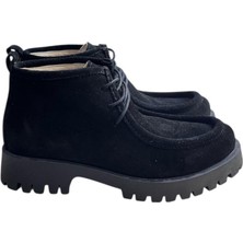 Tufan Shoes Siyah Hakiki Deri Süet Bağcıklı Bot