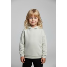 Luess Unisex Çocuk Basic Pamuklu Kapüşonlu Sweatshirt - Krem