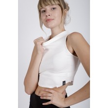 Cervus Sıfır Kollu Büstiyer Kısa Penye Crop T-Shirt