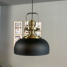 Bamyum Siyah Rocha Metal Avize Eskitme Başlık Salon Masaüstü Mutfak Tekli Avize Lamba Aydınlatma