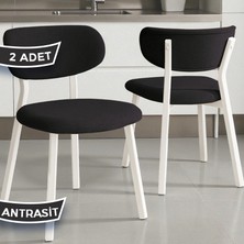 Canisa Toldy Serisi 2 Adet Antrasit Bukle Kumaş Mutfak Sandalyesi Beyaz Metal Ayak