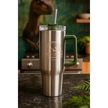 Miniso Jurassic World Büyük Kapasiteli Çift Duvarlı Saplı ve Pipetli Su Şişesi 1200ML