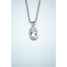 IDR Vintage Cameo Gümüş Kaplama Örme Zincir Kolye