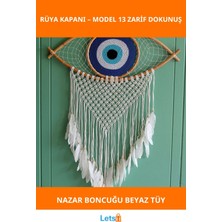 Letsii Nazar Boncuğu Ipli Beyaz Tüylerle Zarif Rüya Kapanı Dream Catcher